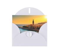 White MJHKXLJ Sunset in Barcelona Prints, biglietto di auguri perlato con busta inclusa, perfetto per Natale, compleanni, San Valentino, matrimoni e molto altro ancora