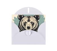 White MJHKXLJ Wildlife - Biglietto di auguri perlato con stampa di orsetto disegnato a mano, busta inclusa, perfetto per Natale, compleanni, San Valentino, matrimoni e molto altro ancora