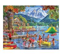 White Mountain Summer Camp Puzzle 1000 Pezzi Vintage Collage Puzzle per Adulti