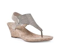 WHITE MOUNTAIN Women's All Good Wedge Sandal, Light Gold Glitter, 7 M US