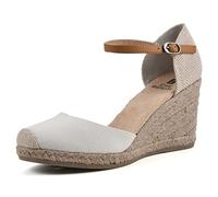 White Mountain Women's Mamba Espadrille Wedge Sandal, Natural/Fabric, 7 W