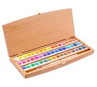 White Nights Acquerelli per artisti russi in set, 48 colori in vasetti interi in una scatola di legno, alta brillantezza e luminosità