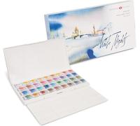 White Nights Set di acquerelli russi per artisti, 36 colori in vasetti interi in una scatola di plastica, alta brillantezza e luminosità