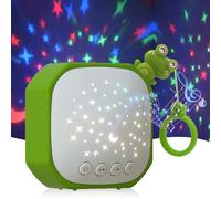 White Noise Sound Machine Baby con proiettore a stella, suono portatile per dormire con gancio per asilo nido, camera da letto, viaggi, neonati, bambini (rana)