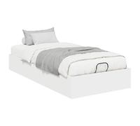 White Ottoman Bed Frame 193x90x25 cm Engineered Wood with Hydraulic Storage Mechanism Gas Lift Easy Assembly No Box Spring Needed for Modern Bedroom Small Space Guest Room 240 kg Max Weight