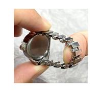 (White, pack-1) Vintage Ring Watch Silver Adjustable Finger Watch for Women Men Unique Retro Quartz Gift