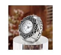 (White, pack-5) Vintage Ring Watch Silver Adjustable Finger Watch for Women Men Unique Retro Quartz Gift