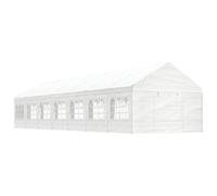 White PE Party Tent Canopy, 15,61 x 4,08 x 3,22 m Outdoor Gazebo con 16 sidewalls & Roman Windows, Heavy Duty Galvanized Steel Frame for Patio, Easy Pop Up Shelter