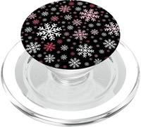White Pink Snowflakes Pattern Winter Christmas Holidays Snow PopSockets PopGrip per MagSafe