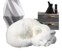 White Plush Animal Cat Model Ornament - Realistic Standing Cat Stuffed Animal | Decorative Faux Kitty Figurine For Coffee Shops And Childrens Rooms | Random Nose Color Shipped