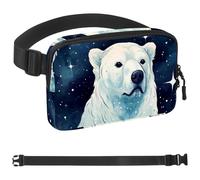 White Polar Bear-1676 Marsupio per uomini e donne, marsupio con tracolla regolabile, alla moda, borsa a tracolla ovunque, per viaggi all'aperto, corsa, escursionismo, multicolore, 4 x 23 x 15 cm,