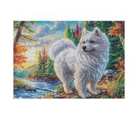 White Pomeranian River Puzzle 300 Pezzi Firenze Per Adulti Cartone Di Alta Qualità Per Collezione Artistica Da Passatempo Regalo Di Laurea Qualità Museale 300 PCS（40x28cm）