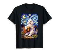 White Poodle Playing Guitar Whimsical Dog Art Music Camping Maglietta