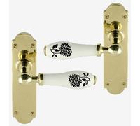 White porcelain Leva Maniglia Su Piastra Posteriore polished brass Nero Dahlia