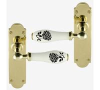White porcelain Leva Maniglia Su Piastra Posteriore polished brass Nero Dahlia