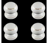 White Porcelain one piece knobs Goldline Single Double 30-40-50mm Pack 4/10