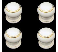 White Porcelain one piece knobs Goldline Single Double 30-40-50mm Pack 4/10