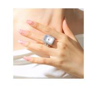 (White) Quadrate Finger Ring Watch Creative Quartz Watch Fashion Couple Accessories Silver