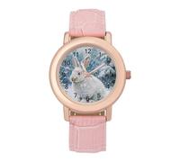 White Rabbit in Snowy Day Fashion Orologio da polso da donna, facile da leggere, al quarzo, stile casual
