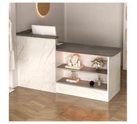 White Reception Desk with Lockable Drawers 39.3" Checkout Table Front Counter for Retail Lobby & Reception Area (Configuration)