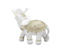 White Resin Elephant Statue Cute Lucky Elephant Sculpture for Entryway Bookshelf Computer Desk Home Decoration