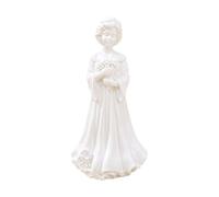 White Resin Girl Statue - 7-Inch Hand-Painted Flower Maiden Figurine