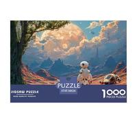 White Robot And Green Lien 1000 Pezzi Carta Ecologica Puzzle Lunar Alien Valley Antistress Gioco Creativo Puzzle Decorazioni Per La Casa 38x26cm/1000pcs