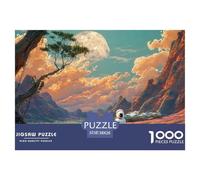 White Robot And Green Lien 1000 Pezzi Cartone Robusto Puzzle Lunar Alien Valley Sfida Unica Gioco Creativo Puzzle Decorazioni Per La Casa 38x26cm/1000pcs