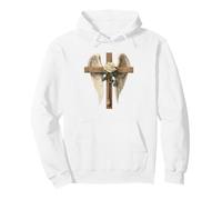 White Rose Flower Christian Cross for Women And Blessed Mom Felpa con Cappuccio