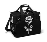White Rose Silhouette Camping Cooler Bag isolato Beach Coolers Portable Leak Proof Borse con tracolla
