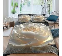 White roseSet Di Copripiumino ultra microfibra Set di 3 Pezzi stampa di 3D cerniera nascosta Botanical elegance style copripiumino incluso federe aiosa ultra morbido for ragazze King（220x240cm）