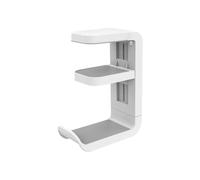(White) Rotatable Headsets Holder with Silicone Padding, Secure Desk Mount Rotating Headphone Stand for Gaming Headsets, White
