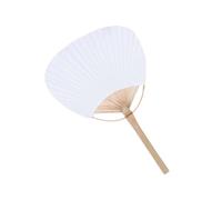White Round Craft Hand Fan - Dough Blank Bamboo Grip, Traditional Folding Artistic Paint Project | Decorative Chinese-Inspired Wall Display Fan, Lightweight Handheld Frame, Paintable Art Template