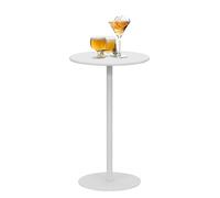 White Round Tall Top Bar Table, Counter Height Cocktail Bistro Pub Table, Small Coffee End Table, Kitchen Dining Table for Lounge Area, Club, Party, Leisure Sofa Side Table(48x48x72cm)