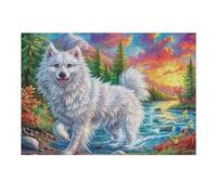 White Samoyed Nature Rompicapo 300 Pezzi Per Adulti Viaggiatori Cartone Resistente All'usura Paesaggi Mondiali Per Vacanze Estive Kit Completo Qualità Garantita 300 PCS