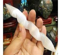 White Selenite Wand Crystal Stone Cylinder Massage Tool Fraueneis Bastone lucido come regalo raccolta domiciliare