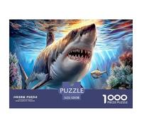 White Shark Jigsaw Puzzles 1000 Pezzi Puzzle Vita Marina per Adulti Puzzle Decorazione Gioco di Puzzle Familiare per Tutta la Famiglia, per Donne, Regali per Uomini 52x38cm/1000pcs