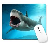 White Shark Tappetini Mouse Soffice Mousemat Base in Gomma Tappetini per Il Mouse per Laptop Ufficio Lavoro 25X30Cm