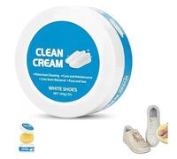 White Shoe Cleaner Cream,Gentle No-Rinse Shoe Cleaner & Whitening Cream,Multipurpose No-Wash Solid Cleaning Paste with Sponge Removes Stains,Cleaning and Stain Removal Cream for Leather Soles (1PC)