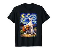 White Sighthound Playing Guitar Whimsical Art Music Camping Maglietta