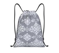 White Snowflakes Gray Christmas Pattern Donna Uomo Borsa Con Coulisse Resistente Zainetto Leggero Gym Sack Per Calcio Vacanze Scarpe All'Aperto