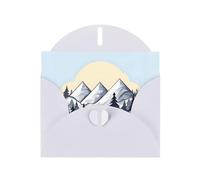 White Snowy Mountains - Biglietti di auguri perlati orizzontali per tutte le occasioni, con buste, elegante biglietto scintillante per compleanno, Natale, interno bianco