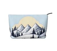 White Snowy Mountains - Borsa per il trucco in velluto a coste con chiusura a cerniera, multifunzione, 22 x 7 x 17 cm, per viaggi, campeggio, vacanze, fitness, Nero , Taglia unica