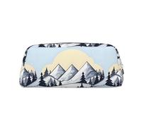 White Snowy Mountains - Custodia in pelle leggera e portatile con cerniera, 20,5 x 5,5 x 8 cm, per ufficio, viaggi, trucchi, Argento, Taglia unica, Portamonete