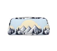 White Snowy Mountains - Custodia in pelle leggera e portatile con cerniera, 20,5 x 5,5 x 8 cm, per ufficio, viaggi, trucchi, Oro, Taglia unica, Portamonete