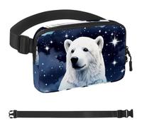 White Starry Polar Bear-1664 Marsupio da uomo e da donna, marsupio con tracolla regolabile, alla moda, borsa a tracolla ovunque, per viaggi all'aperto, corsa, escursionismo, multicolore, Multicolore,