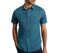 White Stuff Camicia da Uomo Salcombe SS Fish - Design con Stampa all-Over - Navy PR - Taglia XL Reg