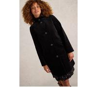 White Stuff Karla Velvet Coat Pure Black Taglia: 10 REGULAR | Cappotti monopetto Outlet | Donna | Nero