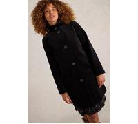 White Stuff Karla Velvet Coat Pure Black Taglia: 8R | Cappotti monopetto Outlet | Donna | Nero