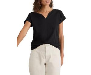 White Stuff Maglietta Corta da Donna Nelly Notch Neck - Casual Essential - Pure Blk - Taglia 44R